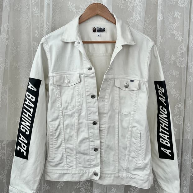 XL) A Bathing Ape 베이프 데님 자켓 화이트