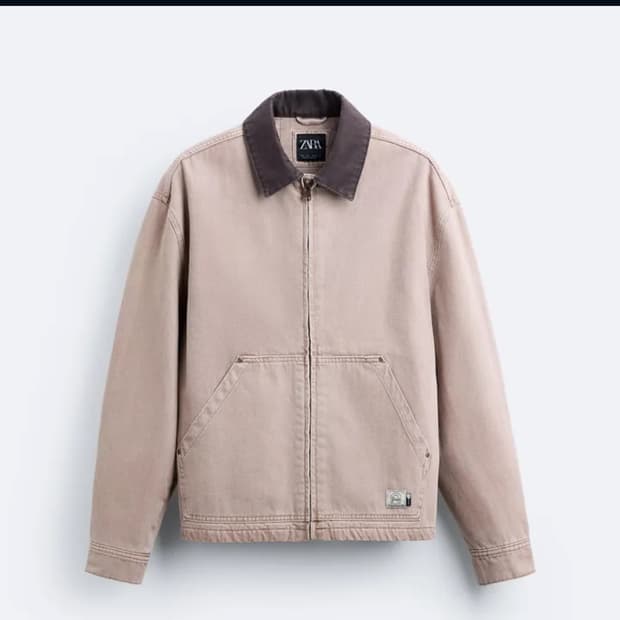 L사이즈 자라 콘트라스트 워크 자켓 라이트 탄