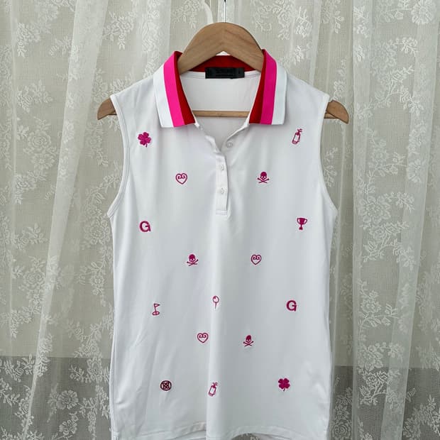 S) 지포어 민소매 카라 티셔츠 화이트
