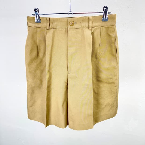 준코 시마다 막플리 브라운 더블 플릿 치노 쇼츠