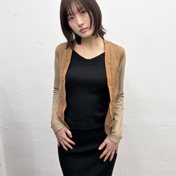 닐바렛 레더-슬리브 가디건