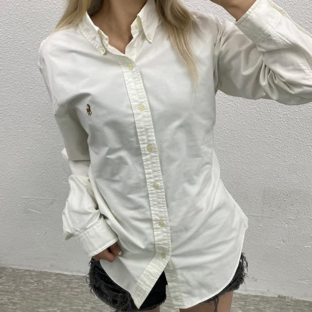 폴로 랄프로렌 옥스포드 화이트 셔츠 M