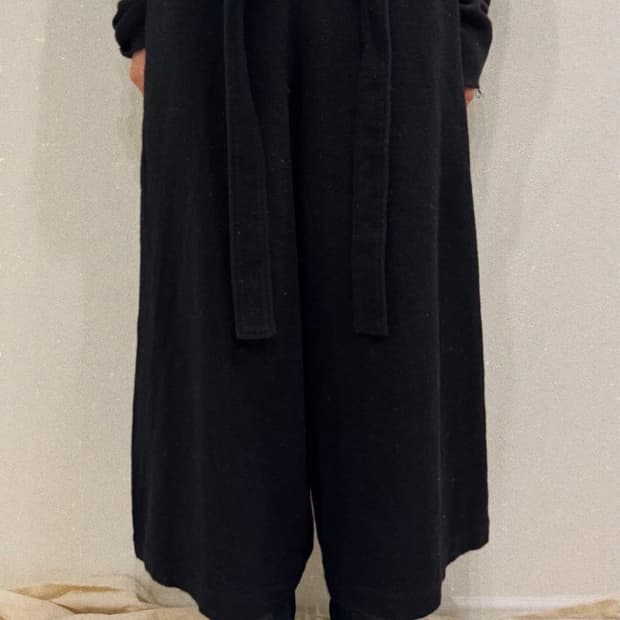 요지 야마모토 와이드 울 레이어드 벨트 히카마 팬츠