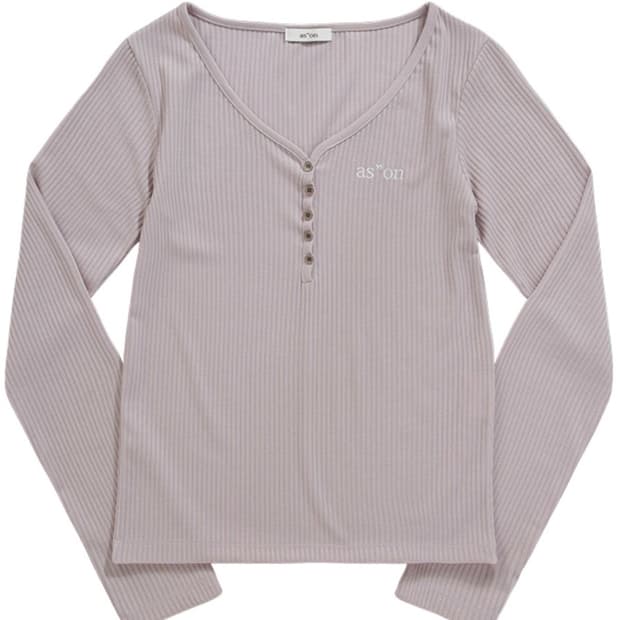 애즈온 WISH RIBBED BUTTON TEE / PINK