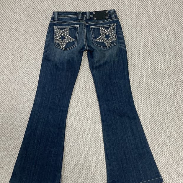 Miss me 미스미 별 스톤 자수 플레어 데님 팬츠 goa