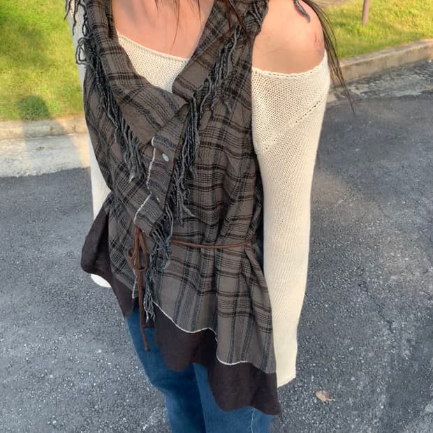 [MERVEILLE H.] check hippy vest