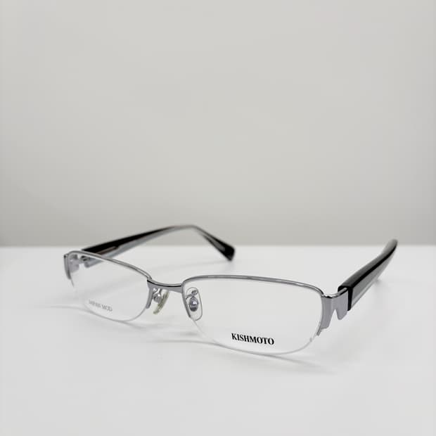 KISHMOTO 실버 반무테 빈티지안경