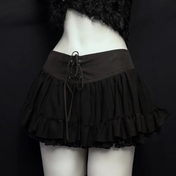 블랙 숏 스커트 오네갸루 긱시크 펑크 갸루