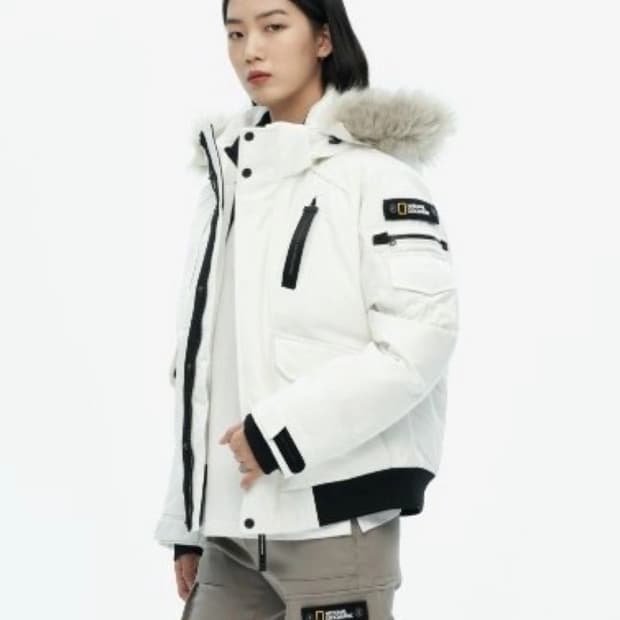 네셔널지오그래픽 여성 타루가 RDS 덕 다운 숏패딩 점퍼 white