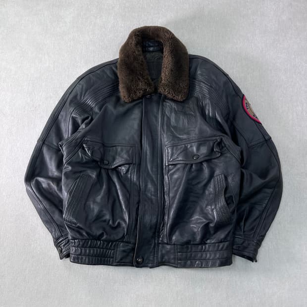 100 아메리칸 빈티지 90s 투웨이 퍼카라 가죽 자켓 