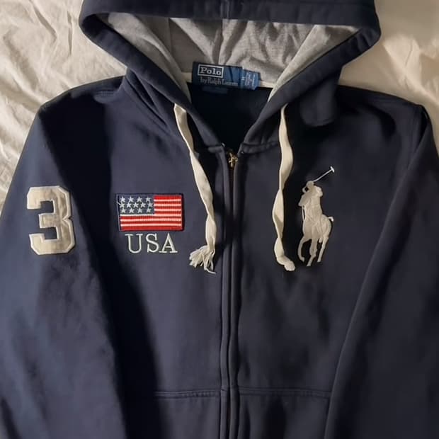[구함] 폴로 빅 포니 성조기 후드집업 네이비