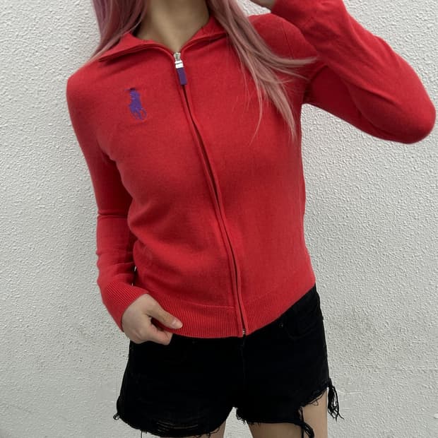 폴로 랄프로렌 미들퍼플포니 딥핑크 울 집업