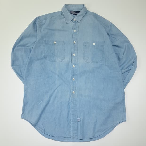 CL635 L 폴로 90s 싱가포르판 투포켓 샴브레이 워크 셔츠 남방