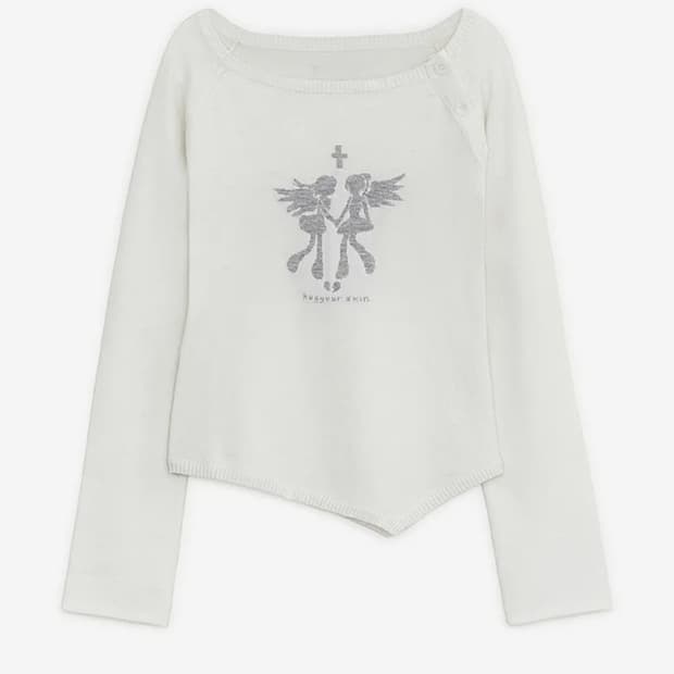 (새상품) 폴런 엔젤 버튼 니트 탑 