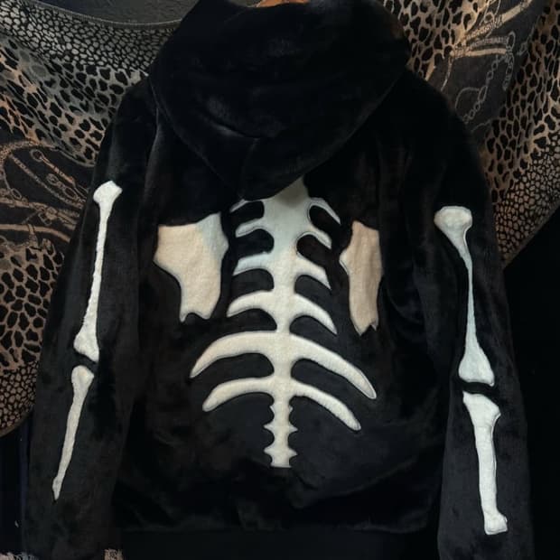 Vanson Leathers bone fur hoodie
