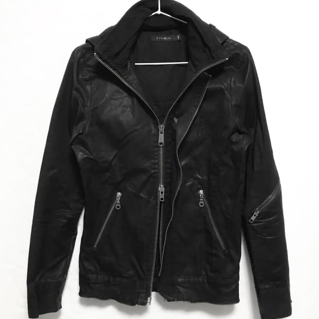 택포•빈티지 civarize vkei 펑크 더블 지퍼 후드 코팅 자켓