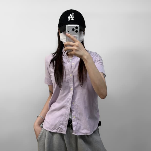 폴로 랄프로렌 포니 로고 반팔 셔츠 퍼플
