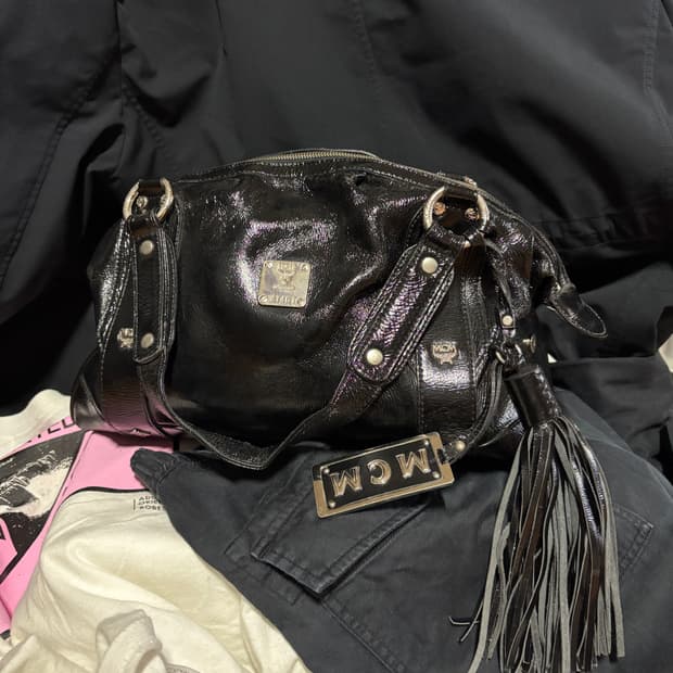 vintage mcm leather boston bag