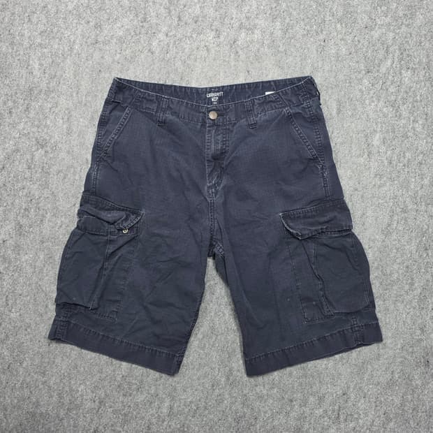 칼하트 WIP 립스탑 레귤러 카고 쇼츠 하프팬츠 반바지 네이비 32