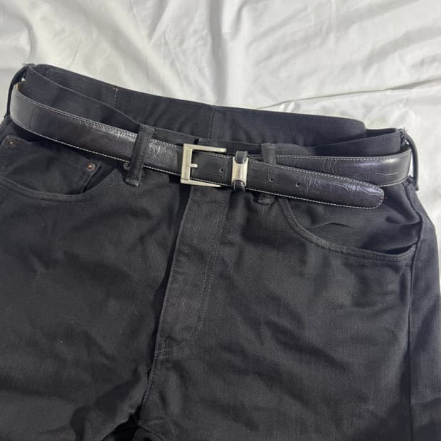 레노마 카프스킨 크로커다일 패턴 레더 벨트