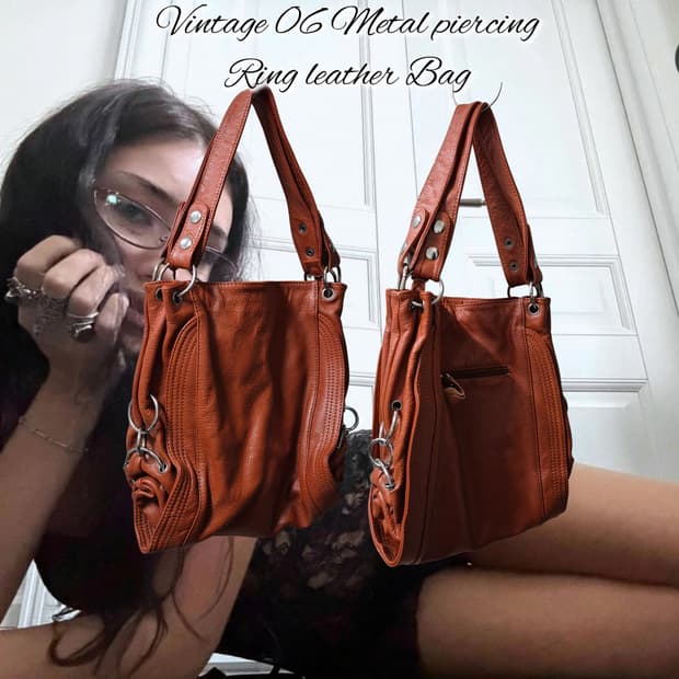 Vintage 06 Metal piercing Ring leather