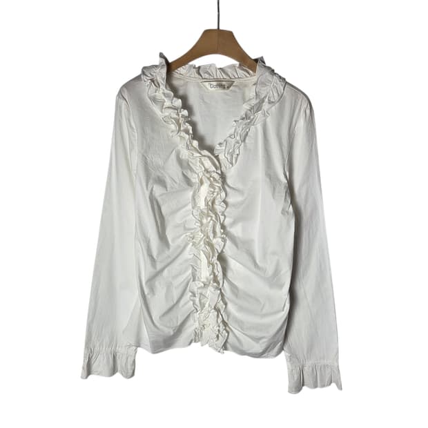 [JPN] 빈티지 코튼 프릴 블라우스