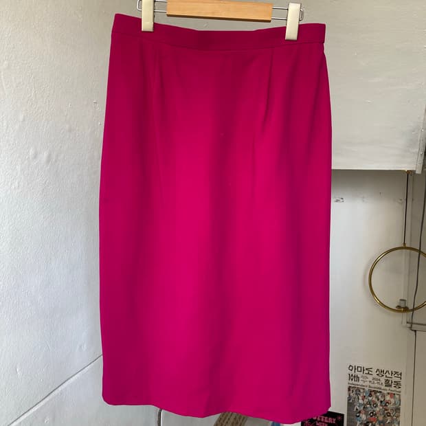 울 100% 미디 컬러 스커트