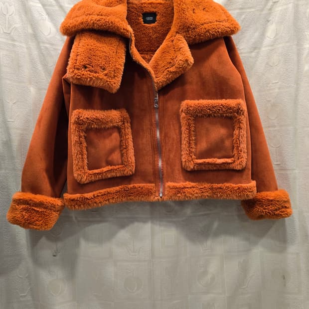 COOLPIS 오렌지 무스탕 자켓 프리사이즈