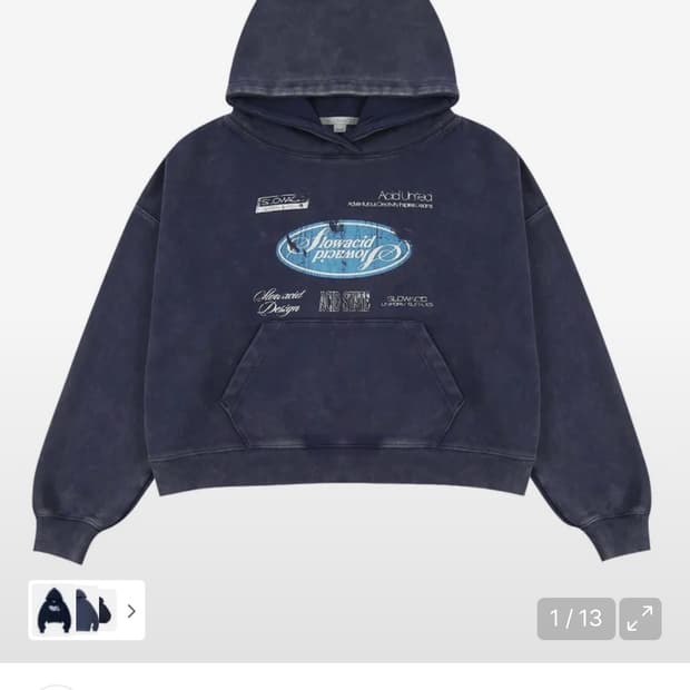 (새상품)(L) 슬로우애시드 워시드 80s 메카닉 와이드 후디 [네이비]