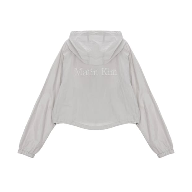 마뗑킴 크롭 후디 코팅점퍼 그레이 마틴윈드브레이커바람막이자켓후드오호스산산