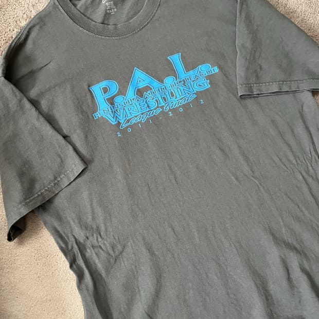 빈티지 P.A.L 프린팅 반팔 차콜
