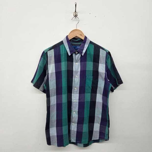 빔즈 체크 반팔 셔츠 남m