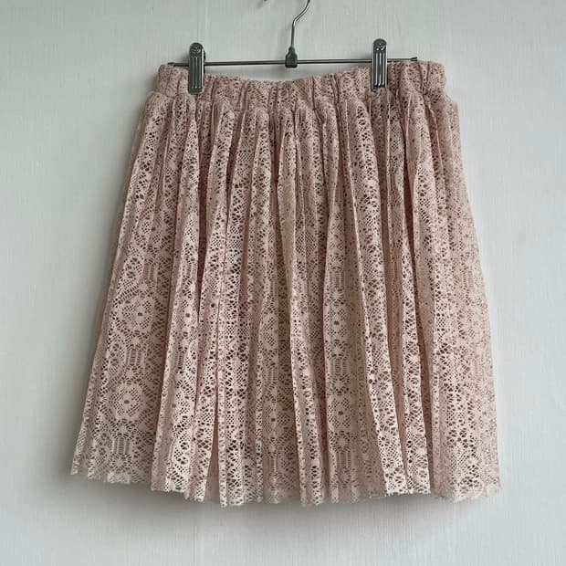 Vintage Blush Crochet Lace Skirt