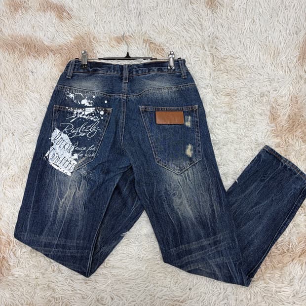 와투케 펑크 락 데님팬츠 스트릿 00s Y2K 