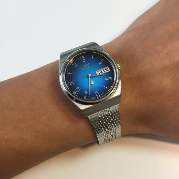 70s seiko type 2 blue roman index quartz
