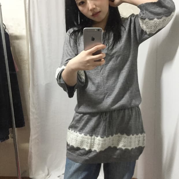 vintage crochet gray dress