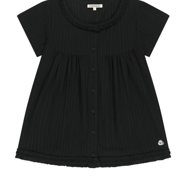 (삽니다) FRINGE SHIRRING BLOUSE BLACK 2사이즈