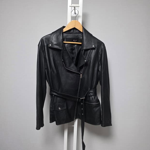 지컷 벨트 라이더 양가죽 자켓 블랙