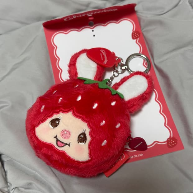 몬치치 치무탄 한정 딸기 캐릭터 파우치 키링 인형 새상품