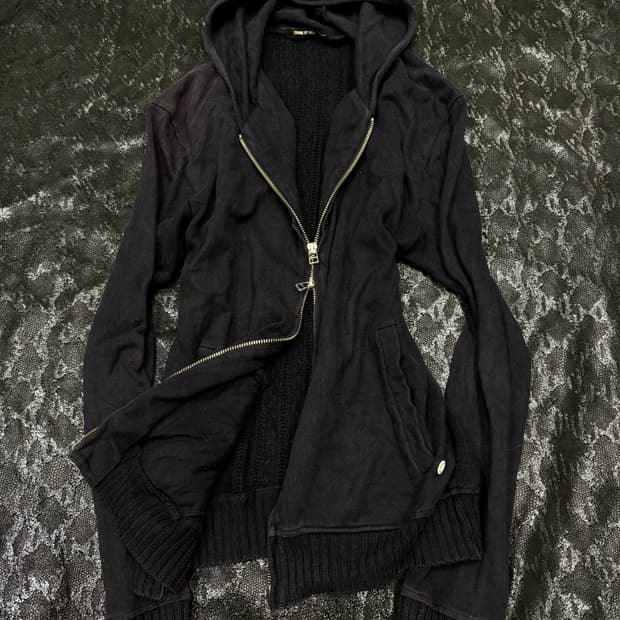 “COMME CA MEN” Deep Navy Knit Detail Hoo