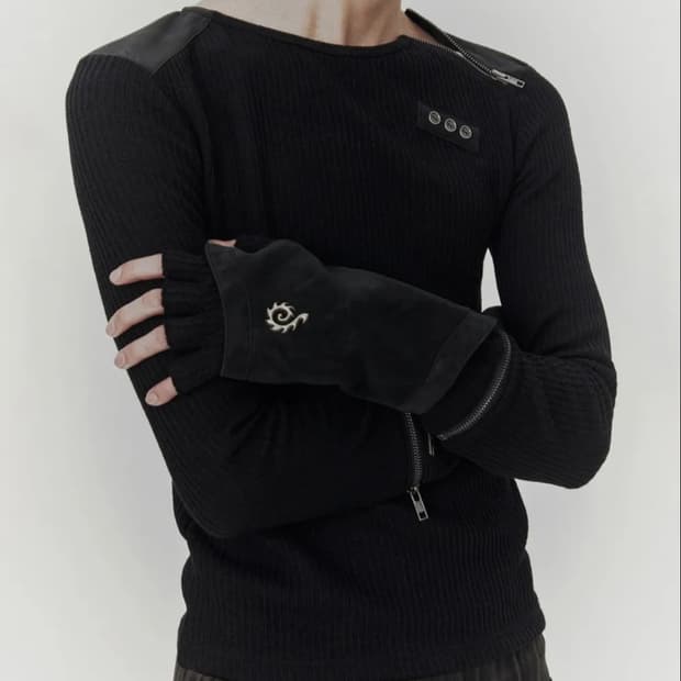 (S)(블랙) Detachable Zipper Leather Top