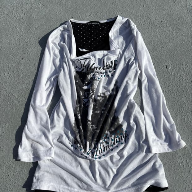“Sorridere”Y2K Print Layered Sleeve
