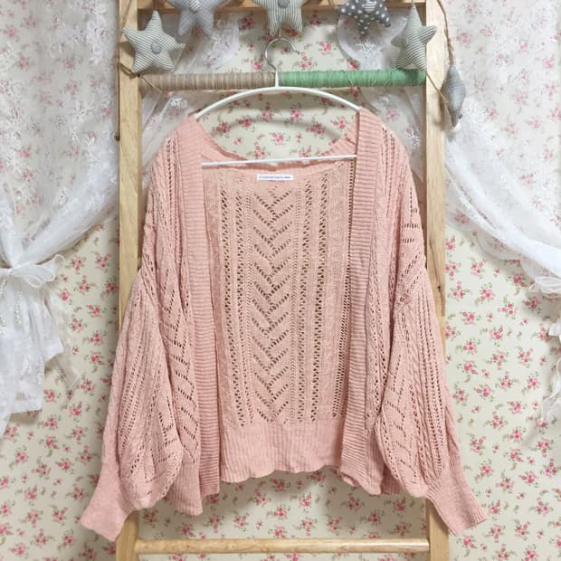 빈티지 모리걸 피치핑크 볼레로