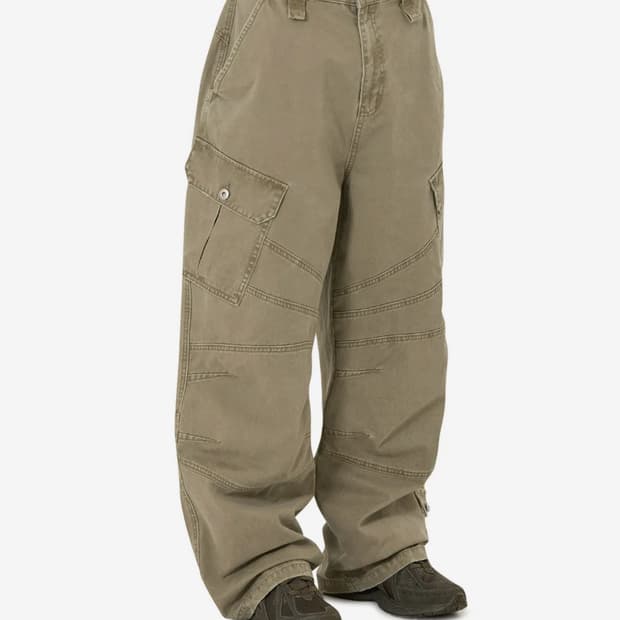 오와이 워시드 패널 카고팬츠 베이지 L