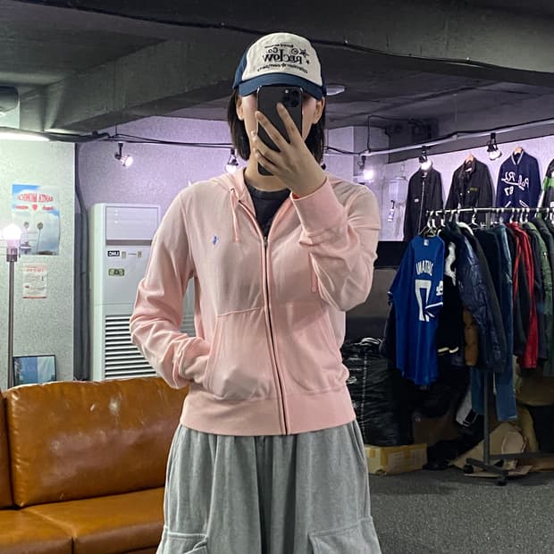 폴로 랄프로렌 포니 로고 핑크 후드 집업 B3019