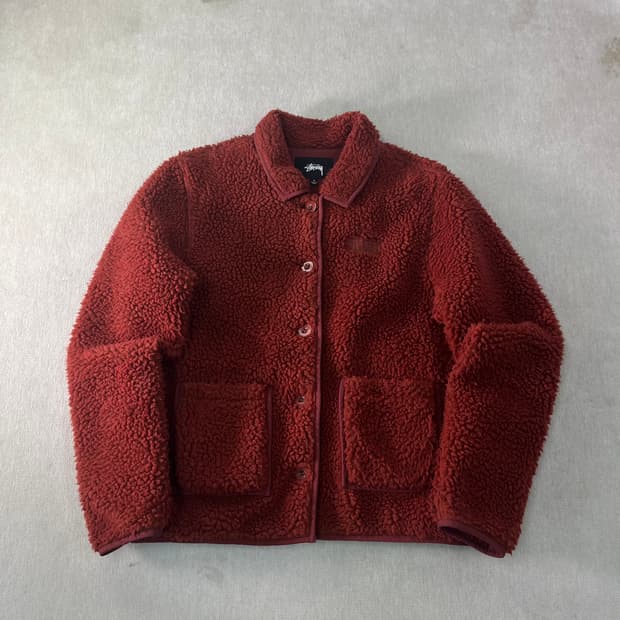 95 스투시 쉐르파 버튼 자수 카라넥 플리스 자켓 