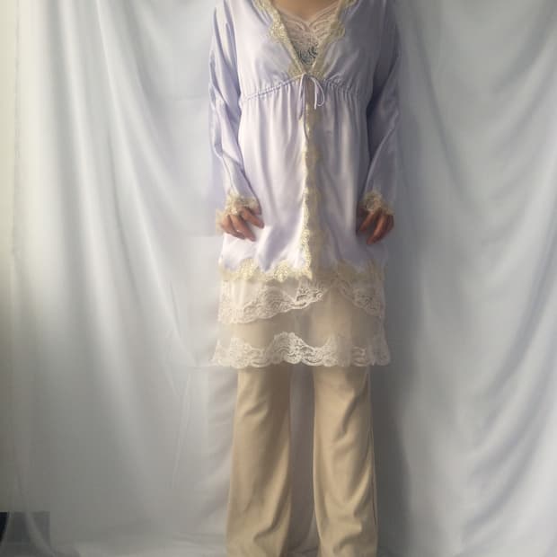 Lace trimming slip cardigan