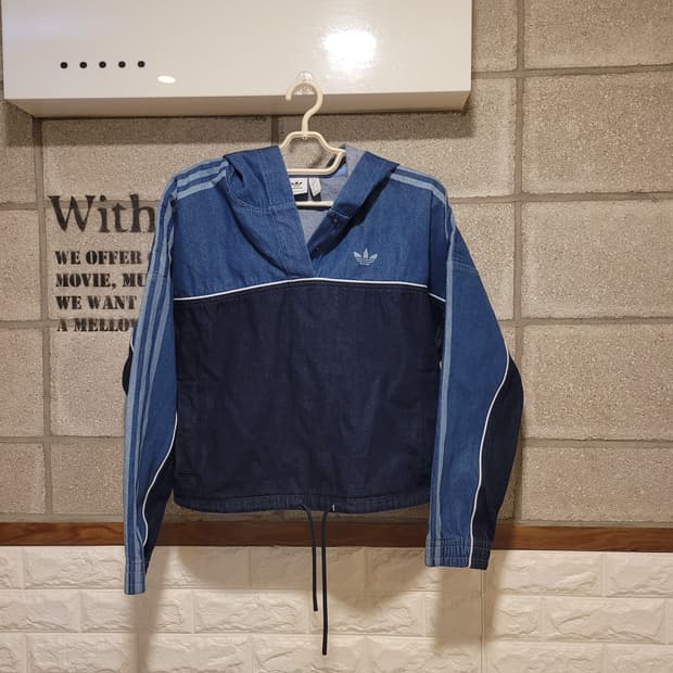 아디다스 우먼 크롭 데님 후드 S