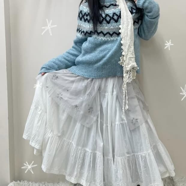 하늘색 코위찬스웨터니트셋 모리