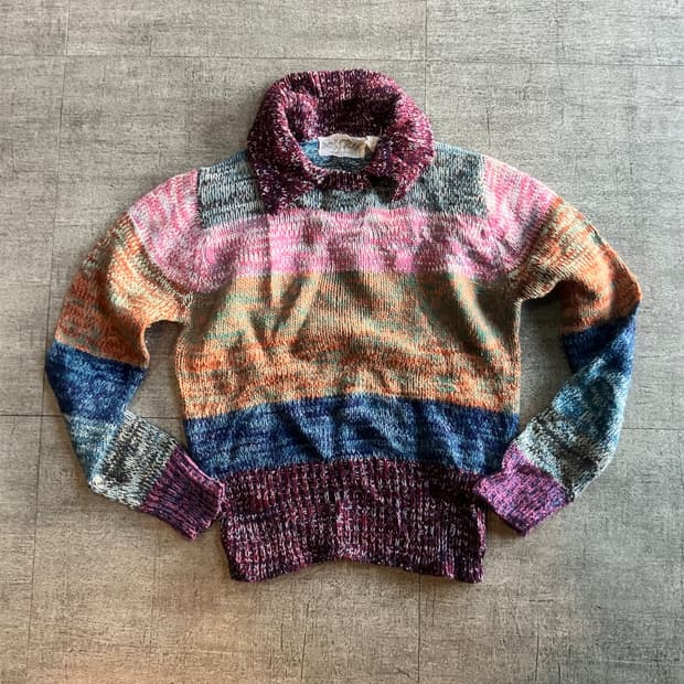 일본빈티지 Iejaby 하구미모리걸 할메카지 레인보우 니트스웨터